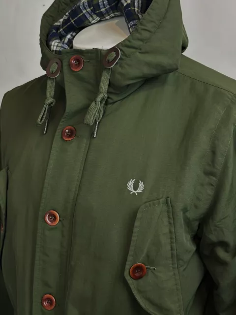 Fred Perry | Hooded Wadded Mountain Parka Jacket M (Green) Casuals Terraces 90s