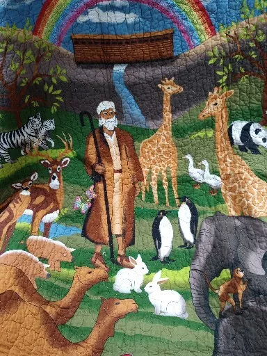 Donna Sharp Quilted Applique Noah's Ark Wall Tapestry Baby Quilt 42" X 53" 2