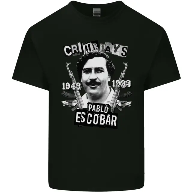 T-shirt top da uomo Pablo Escobar Crime Pays cotone