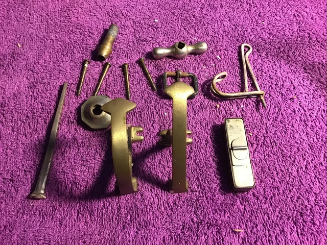 Vintage Lot Of Wall Coat Hat Hooks Industrial Salvage Lot Of Brass Steel