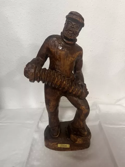 figuren holz geschnitzt Figur Handarbeit 40cm Musiker  Jäger  Mann Skulptur