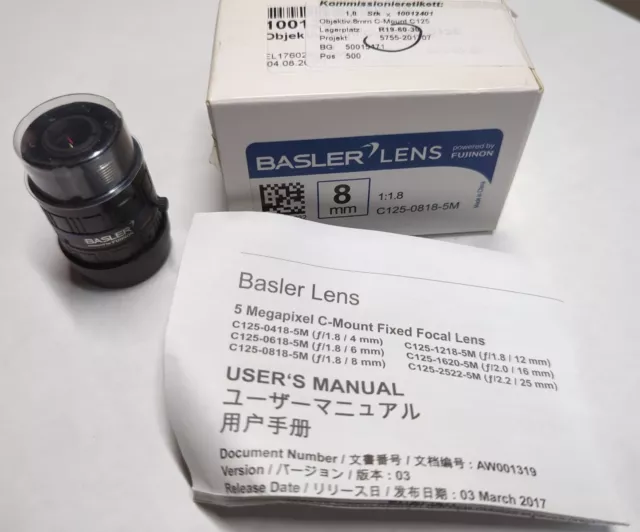 Fujinon Basler C125-0818-5M  1/2.5" 8 mm 5 MegaPixel Lens industrial fast ship