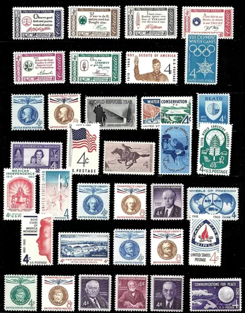 Us 1960 Commemorative Stamp Year Set  35 Single Mnh