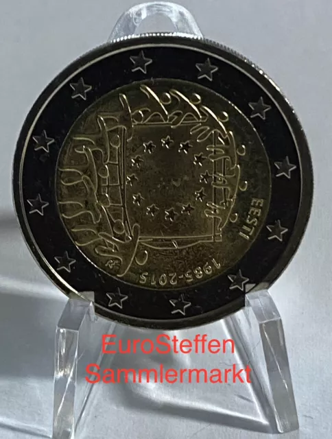 2 Euro Estland 2015,  "Euro Flagge", bankfrisch aus Rolle