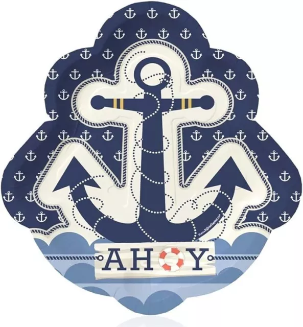Big Dot of Happiness Ahoy - Nautical - Baby Shower or Birthday Dinner Plate 16