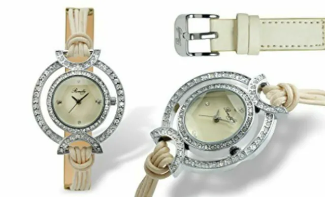 NEW Romilly 14027 Women's Reef Knot Collection Off White Leather Unique Watch