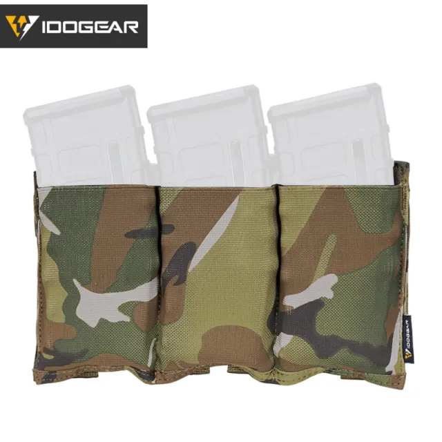 IDOGEAR Tactical 5.56 Mag Pouch Fast Draw MOLLE Mag Holder Carrier Triple Camo