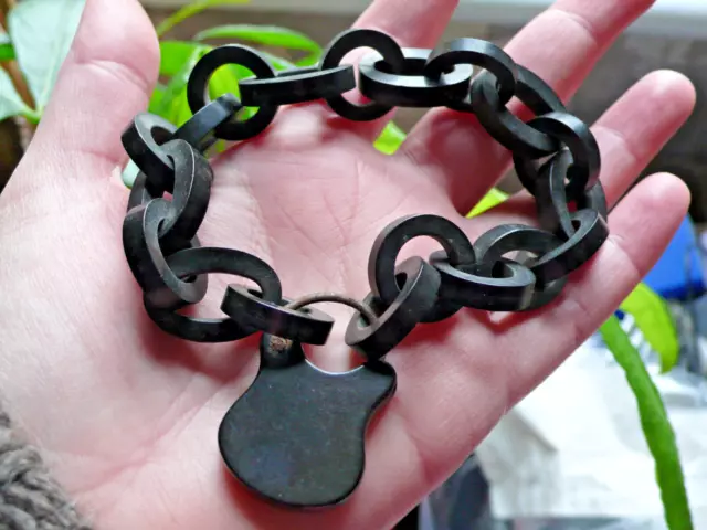 Victorian Vulcanite Link Bracelet with Vulcanite Lock