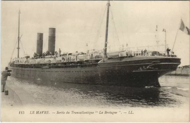 CPA AK Le Havre - Exit du Transatlantique La Bretagne SHIPS (1207061)