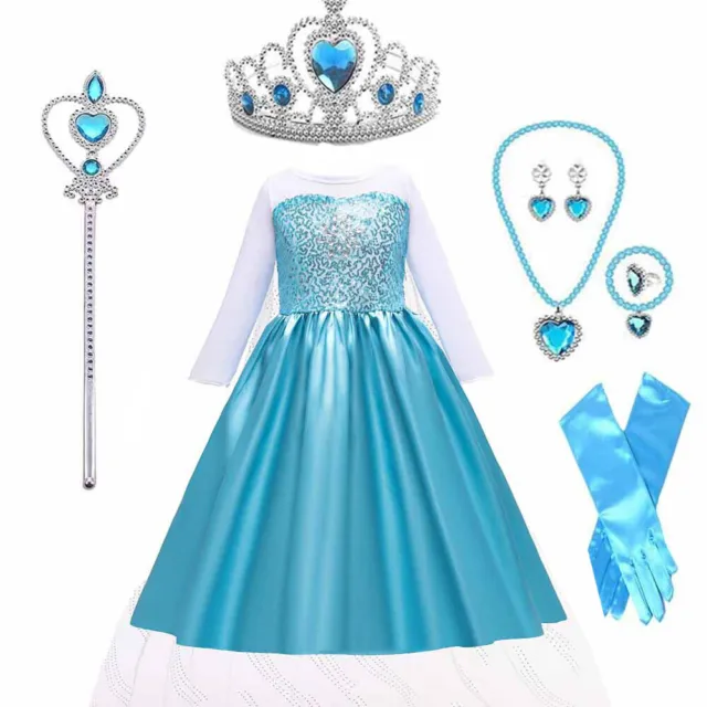 Costume Girls Elsa Anna Princess Dress Cosplay Fancy Up Birthday Kids Gifts