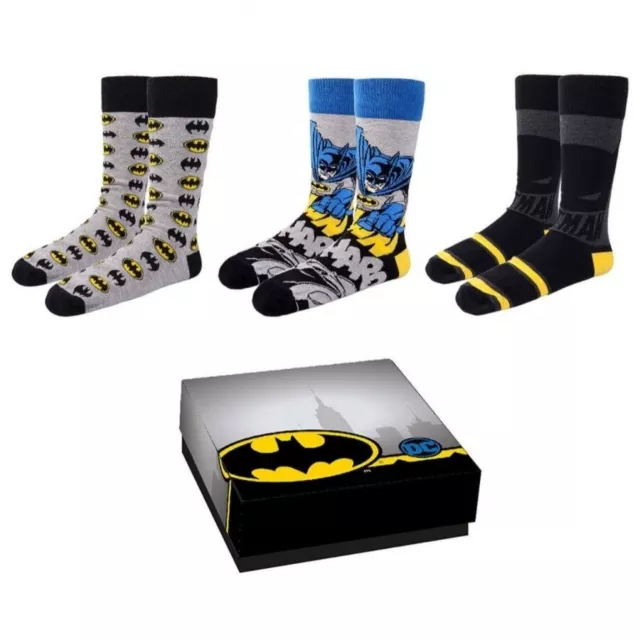 Batman Motiv Socken 3er-Set 36-41 DC Comics Geschenkbox