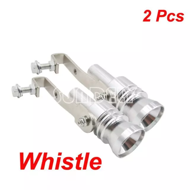 x 2 TURBO EXHAUST WHISTLER WHISTLE SOUND CAR DUMP VALVE SIMULATOR TAILPIPE NEW