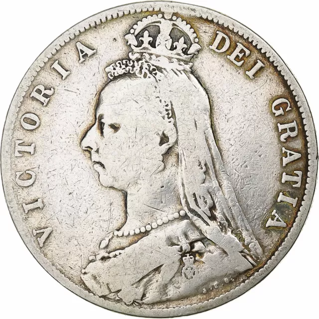 [#131573] Moneta, Gran Bretagna, Victoria, 1/2 Crown, 1892, London, MB, Argento,