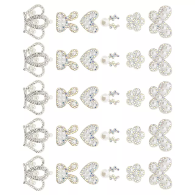 30 Stück Perlen Strass Aufnäher Nähen Applikation Blume /Herz Form Abzeichen