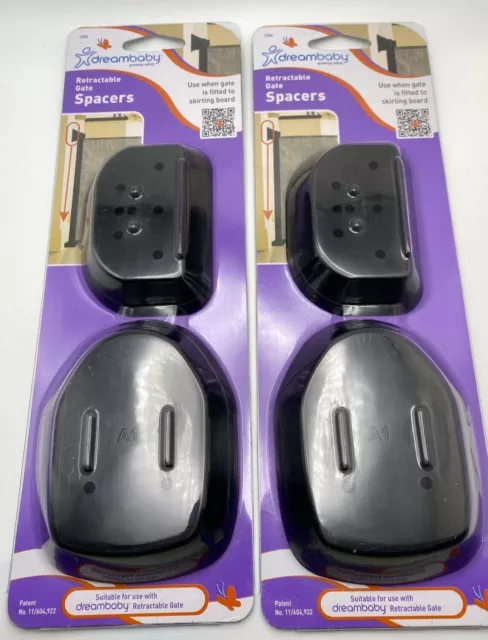 DreamBaby L944 Black Retractable Gate Spacers - New. 2 Packs. Bundle.