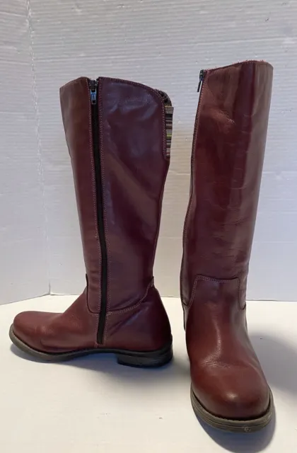 Eric Michael Women Size 39 EUR Lt Burgundy Leather Zip Knee High Fashion Boots