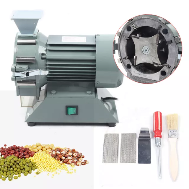 Electric Herb Grain Grinder Cereal Mill Flour Machine Wheat Crusher 1400rpm 110V