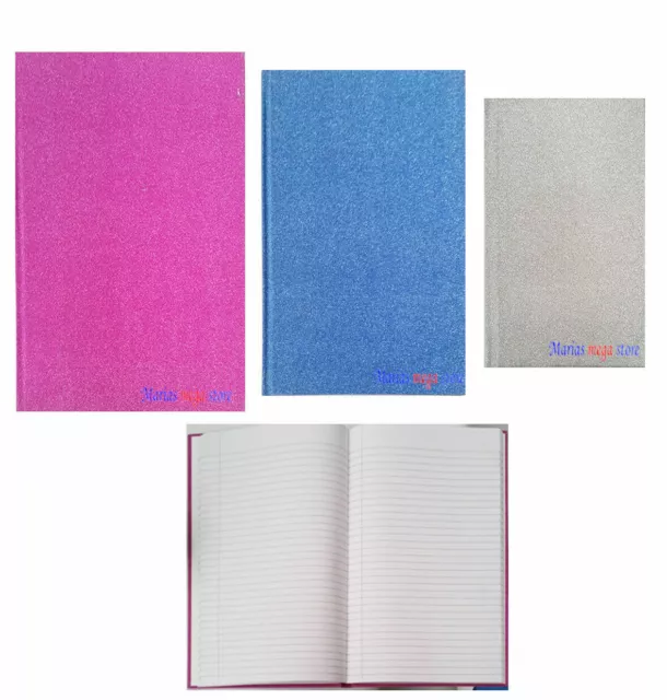 Kensington A4 A5 A6 Glitter Hardback Hard Back Lined Note Book 240 Pages