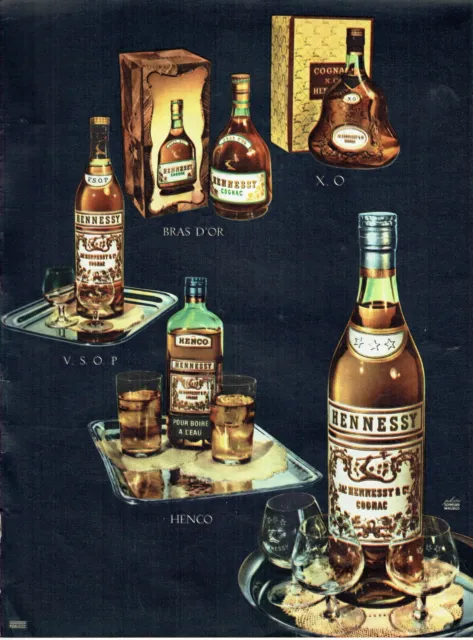 publicité Advertising  1122  1956  cognac Hennessy Henco à boire avec eau VSOP