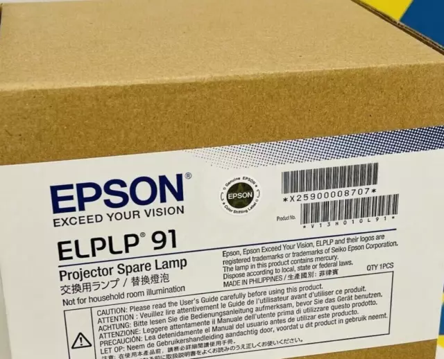 Genuine Epson ELPLP 91 Projector Spare Lamp - New OEM Replacement Lamp Bulb