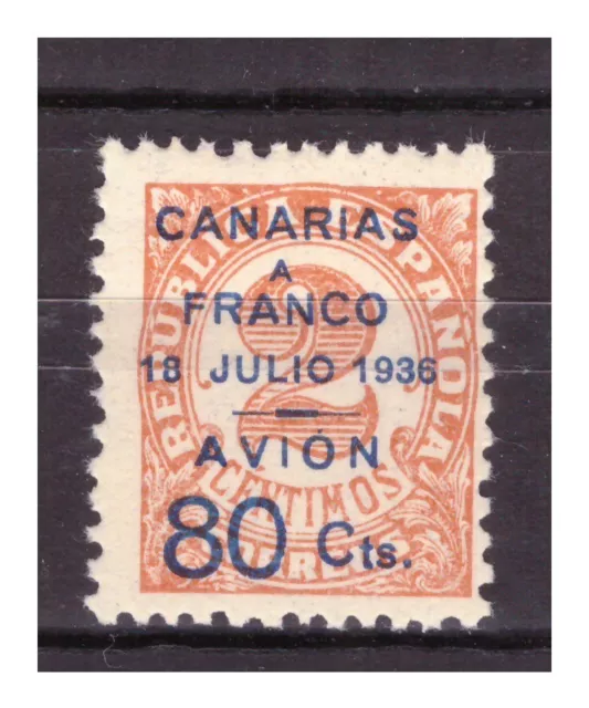 FRANCOBOLLI Spagna Spain 1936-38 Canarias a Franco Avion 80 c. su 2 MH* SASA9  °