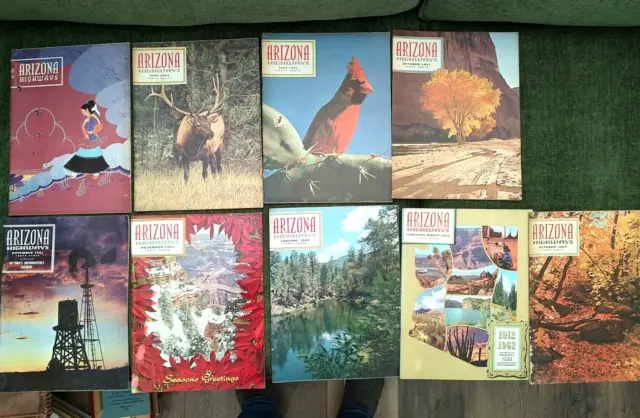 Vintage Lot of 9 Late 1950s and Early 1960s Arizona Highways Magazine