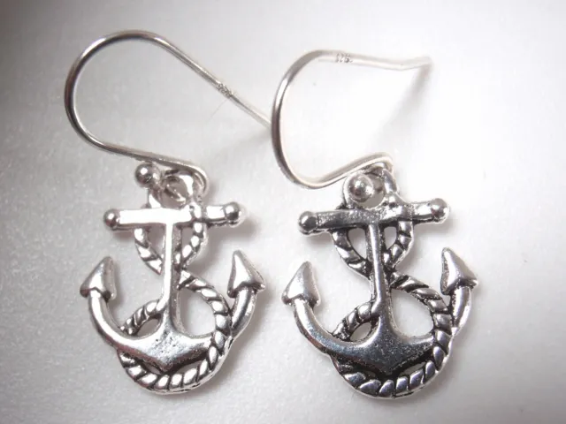Sailor's Anchor and Rope 925 Sterling Silver Earrings cruise ship formal wear