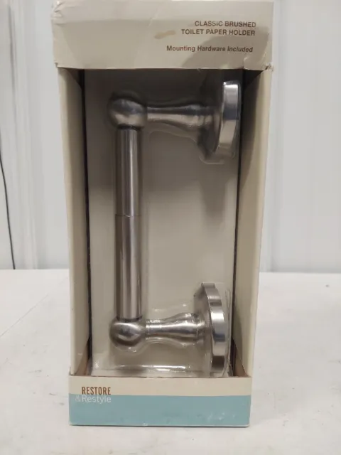 Restore & Restyle Classic Brushed Toilet Paper Holder With Mounting Hardware