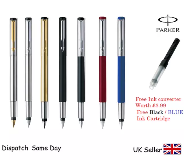 Genuine Parker Vector Fountain Pen Matte Black Silver Gold Blue Black Red