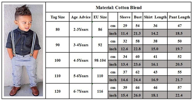 Kids Boys Wedding Formal Shirt Suit Top + Suspender + Pants Outfit Set Ages 2-6Y 2
