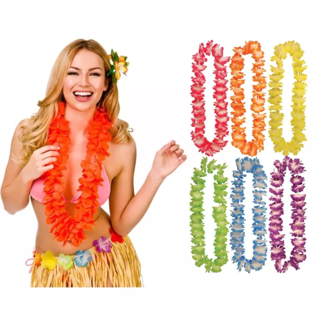 HAWAIIAN FLOWER LEI Garland Necklace Party Fancy Dress Hula Stag