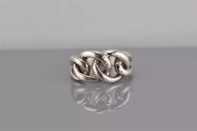 Sterling Silver 11mm Oval Linked Solid Openwork Band Ring 925 Sz: 8