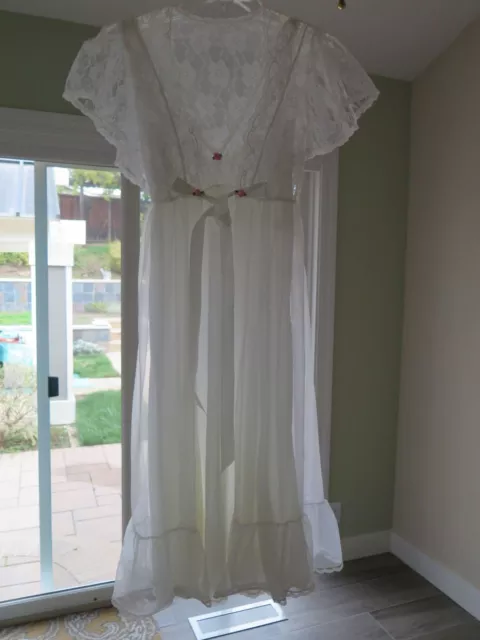 Vintage TOSCA Peignoir Nightgown Robe Sheer White Nylon Chiffon Child Bride sz S
