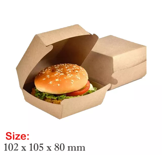 Takeaway Food Grade Paper box Bulk Kraft Corrugated Box Fast Food Packaging 50PC