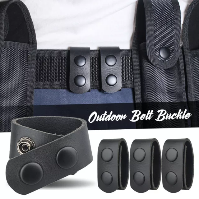 Perfect Fit Double Wide Police Belt Keeper Snap Cowhide Genuine Leather Black 2