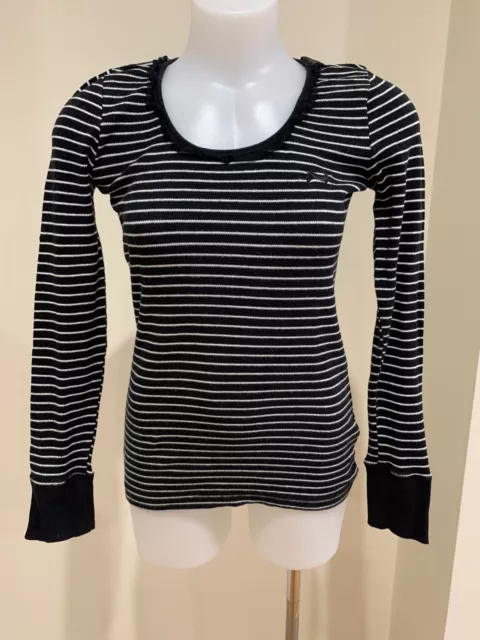 Peter Alexander Long Sleeved Waffle Knit Pyjama Top, Black, Size S EUC