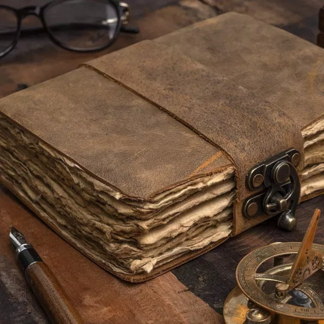 Vintage Leather Journal Notebook 100% Handmade Unique Antique Deckle Edge Papers