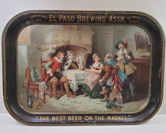 Pre Prohibition 17" Beer Tray Advertising Texas El Paso Brewing Assn. Card Game