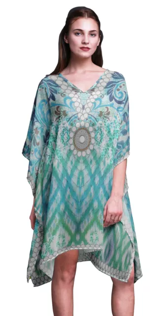 Phagun Short Caftan Midi Dress Beach Swimwear Cover up Womens Kaftan-4X-5X-OXf