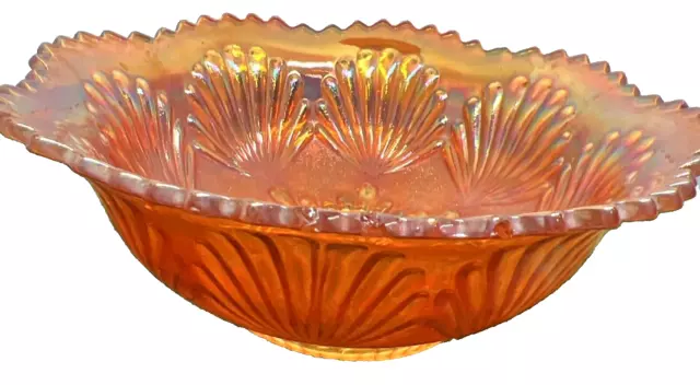 Antique Imperial "Carnival" Glass Bowl Marigold Shell & Sand, Beautiful 1910's🧡