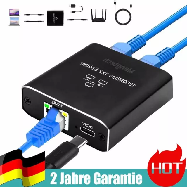 USB RJ45 Adapter Splitter 1 auf 2 Ethernet LAN Splitter Netzwerkkabel CAT5 6 7 8