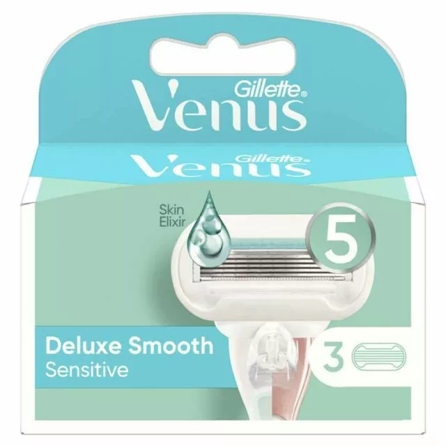 Hojas de afeitar Gillette Venus de lujo sensibles suaves - paquete de 3