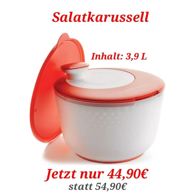 Tupperware Rausel TUPPERWARE SALAT-KARUSSELL 2 rot Salatschleuder Sieb, Schüssel NEU EUR ...