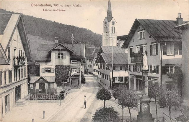 398725) AK Lindauerstrasse Oberstaufen bay. Allgäu gelaufen 1913