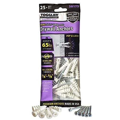 Mini Self-Drilling Drywall Anchor with Screws, Glass-Fil