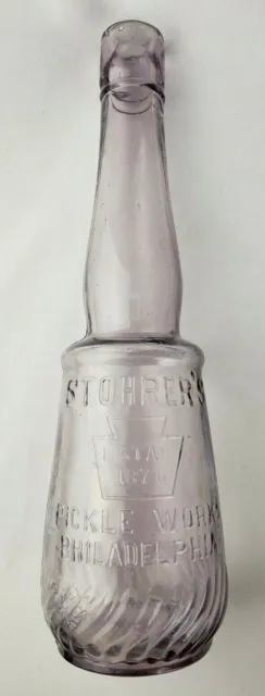Rare Antique Stohrer's Pickle Works Philadelphia Old SCA Purple Bottle Est 1870