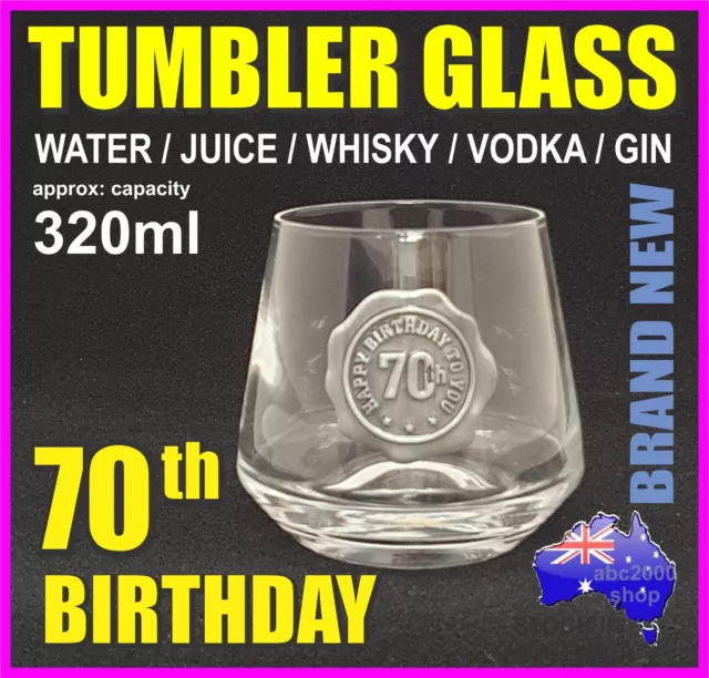 70th BIRTHDAY HOME BAR WHISKY WHISKEY GIN VODKA TUMBLER DRINKING GLASSES PARTY