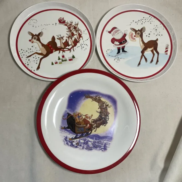 Pottery Barn Kids Cookies for Santa Rudolph Plate  Set Of 3 Ruth Sanderson