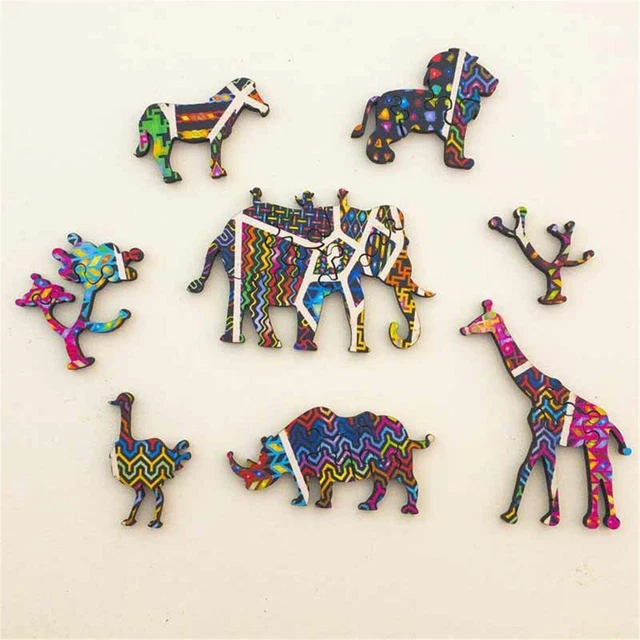 Brown Bear Gifts For Adults Kids Wooden Animal Jigsaw Puzzle Fabulous Toy Carton 3