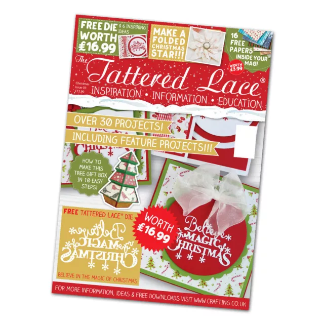 Tattered Lace CHRISTMAS SPECIAL Magazine 2016 with FREE Christmas Sentiments Die